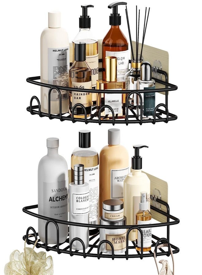 D Dhananjay Dhananjay Self-Adhesive Shelf/Storage Organizer for Bathroom and Kitchen Corner Wall Mounted Rack Shelf Bathroom Accessories Storage Rack (Black) (Wall Mount Corner(Flower)) - Image 2